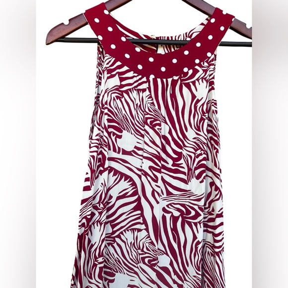Vintage Jenny Helene Zebra Print Polka Dot Sleeveless Rayon Dress Size Small - Picture 2 of 6